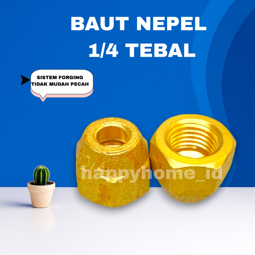 BAUT NEPEL 1/4 INCH KUNINGAN | SAMBUNGAN PIPA KOMPRESOR / AIR / OLI ANTI KARAT HPH
