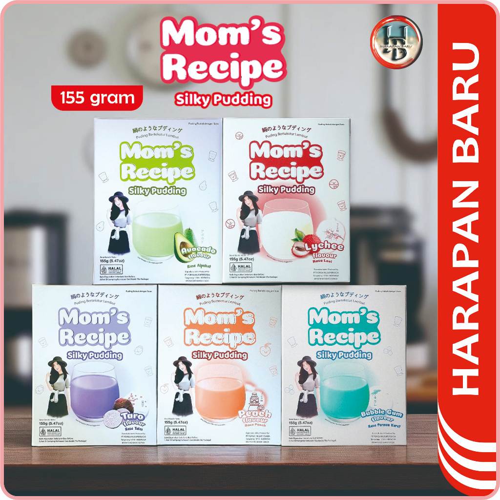 

Mom's Recipe Silky Pudding Aneka Rasa - Avocado Bubble Gum Leci Peach Taro - Kemasan Kotak 155gr