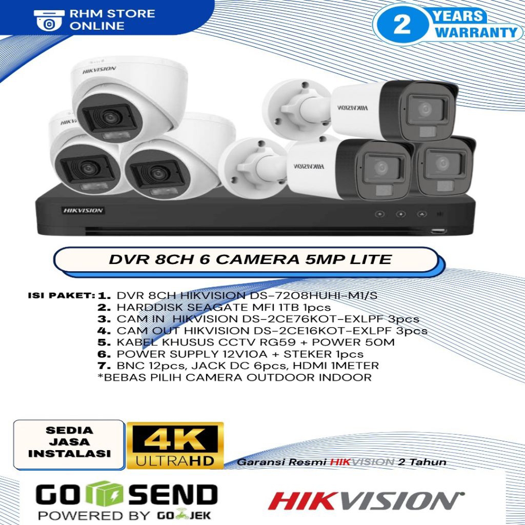PAKET CCTV 6 KAMERA 5MP LITE DVR HIKVISION