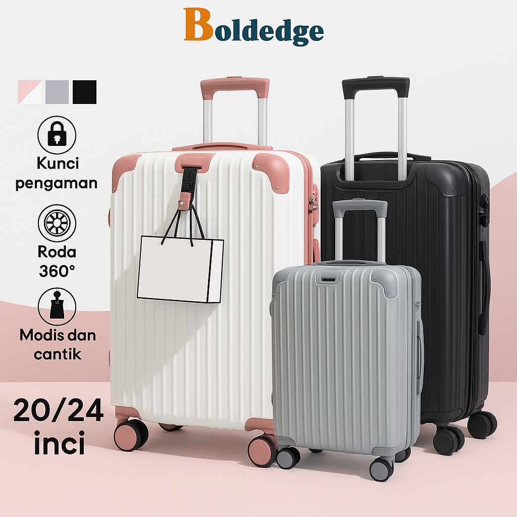 NEW PRODUCT BOLDEDGE NEW KOPER 20/24 INCH KABIN BAGASI KOPER TAS TRAVEL BESAR ANAK BERODA EMPAT DAN