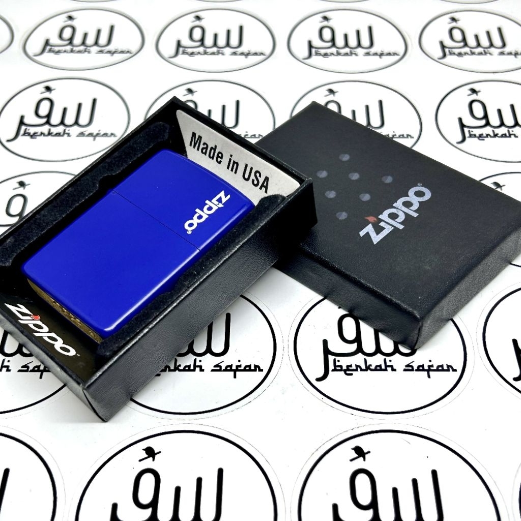 Korek Zippo Biru Tua Matte Blue Navy Classic Logo Icon Original