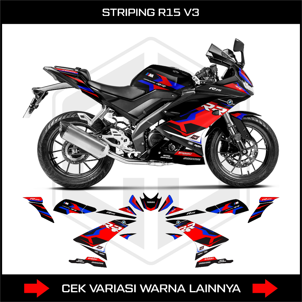 STRIPING STICKER R15V3 YZF V3 DECAL YAMAHA R15 V3 YZFV3 LIVERY KRT BMW