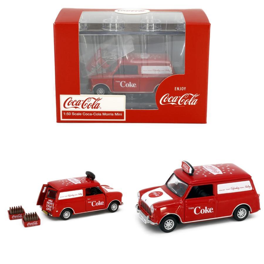 Tiny Diecast Morris Mini Cooper Coca-Cola w/ coke bottle