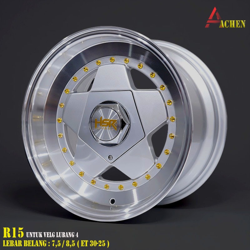 Velg Mobil Lebar Belang Pelek Celong R15 Lubang 4 Pelek Racing HSR Terbaru Type Aachen Ring 15