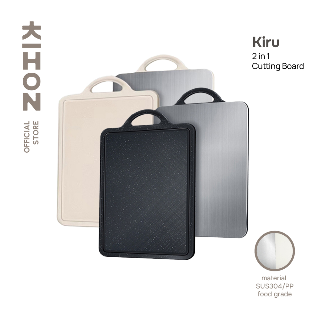 KIHON KIRU Talenan 2 Sisi Stainless Plastik Food Grade Cutting Board Double Sided SUS304