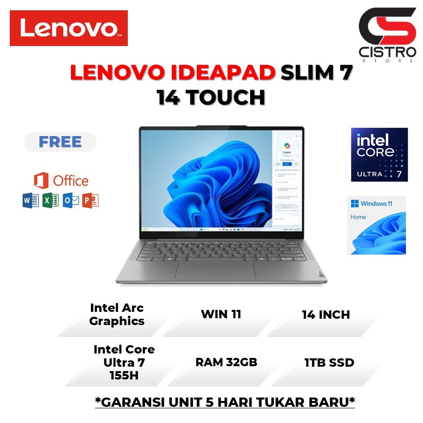 LENOVO YOGA SLIM 7 14 OLED TOUCH ULTRA 7 155 32GB 1TB W11 14.0FHD IPS