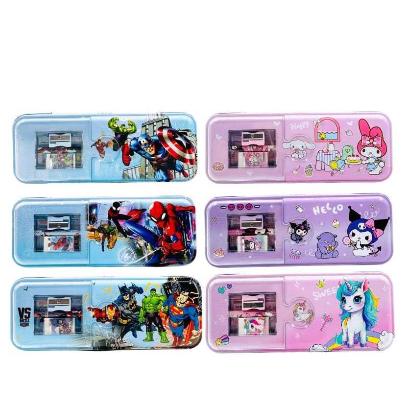 

Kotak Pensil Kaleng 2 Tingkat Karakter / Tempat Pensil Set Lengkap Kuromi Sanrio 4in1