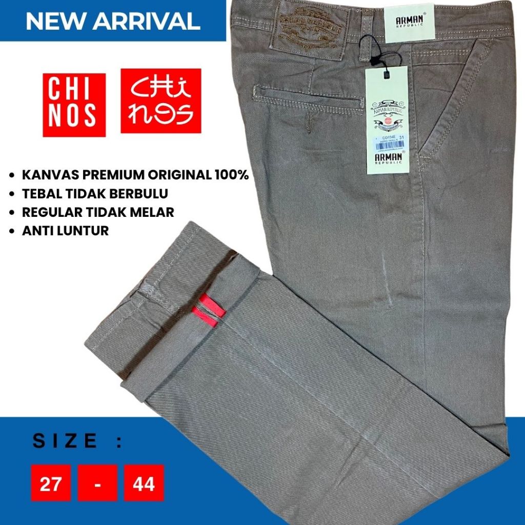 paket hemat celana panjang chinos pria reguler fit katun canvas tebal premium original 100% arman