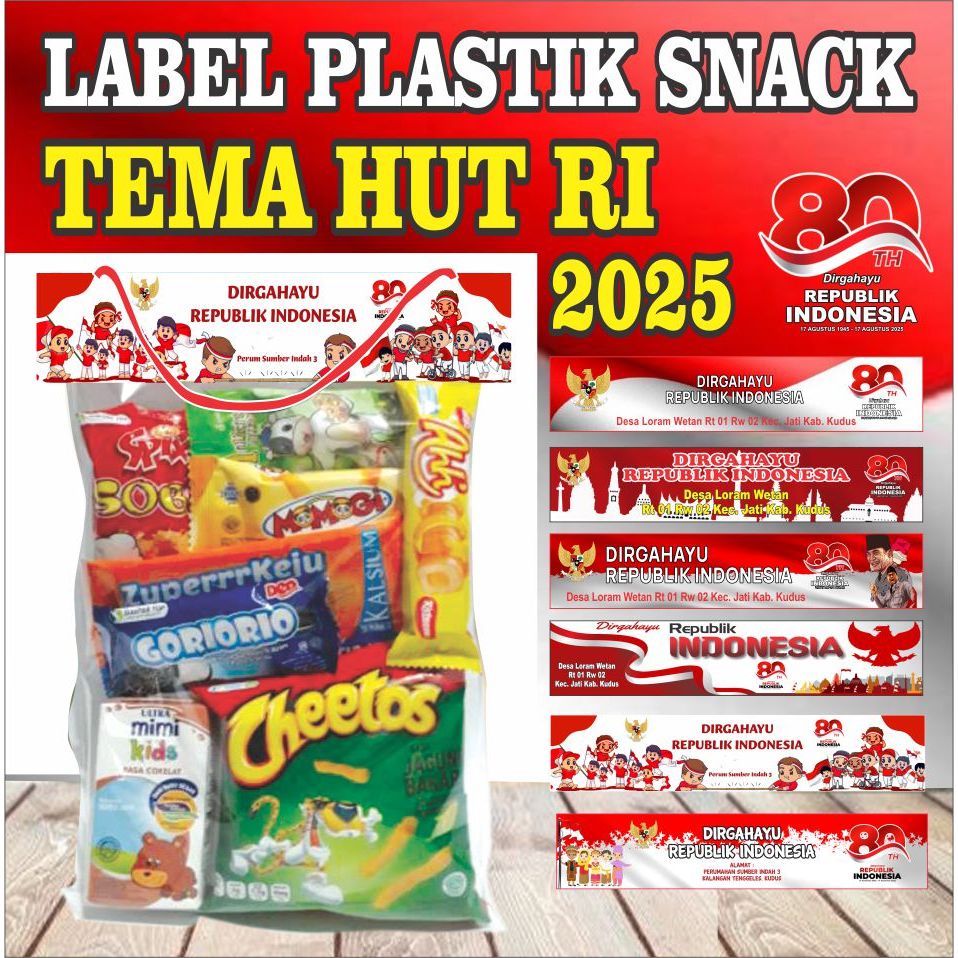 

LABEL SNACK PLASTIK TEMA HUT RI - KEMERDEKAAN RI