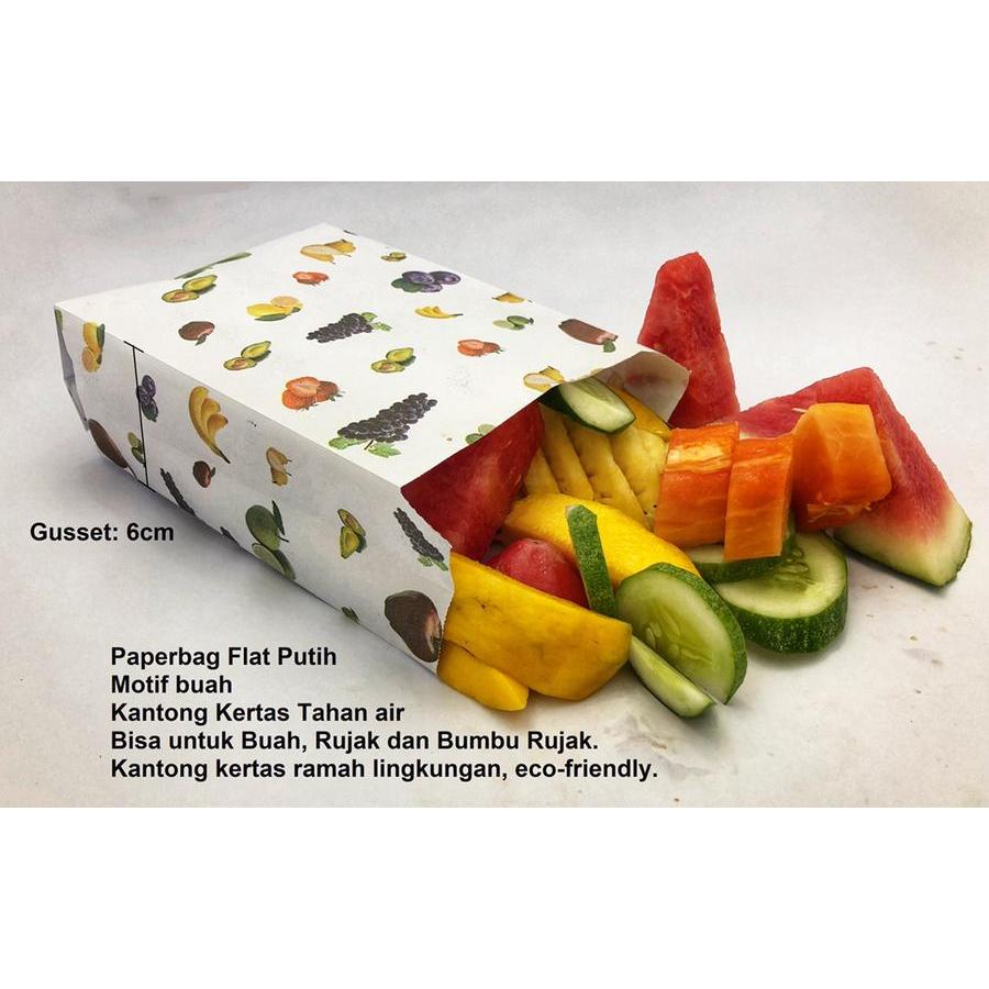 

Paperbag Mini Isi 100 Pcs Ukuran 14 x 6 x 21 Cm Kantong Tahan Air Minyak Motif Buah Friut Foodgrade