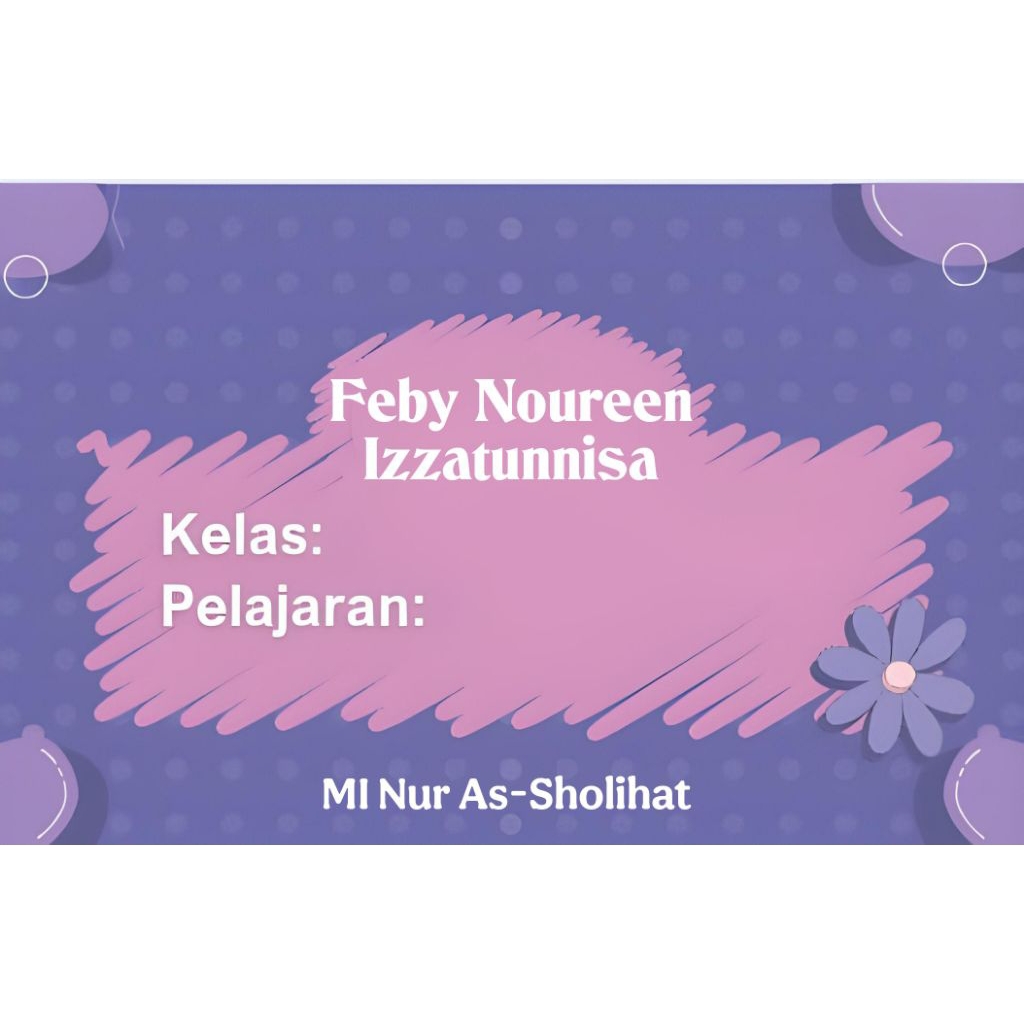 

(ISI 50 PCS) SUDAH ADA LEM STICKER LABEL BUKU SEKOLAH CUSTOM NAMA & FOTO MOTIF MINIMALIS BUNGA