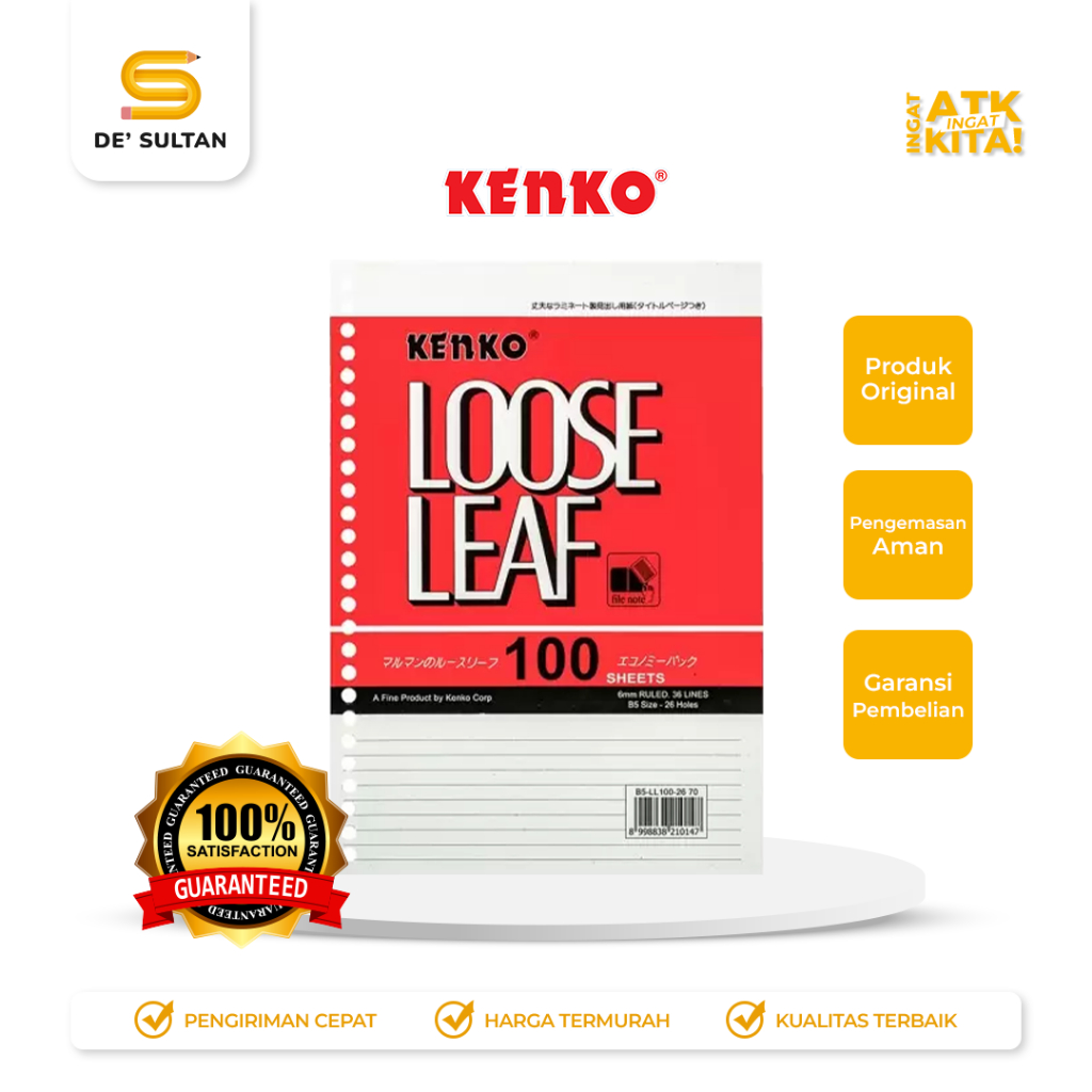 

KENKO LOOSE LEAF B5 (1PACK/ 100SHEETS)