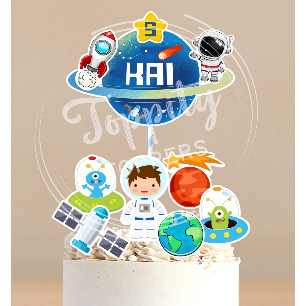 Topper cake kue ulang tahun birthday Astronot planet