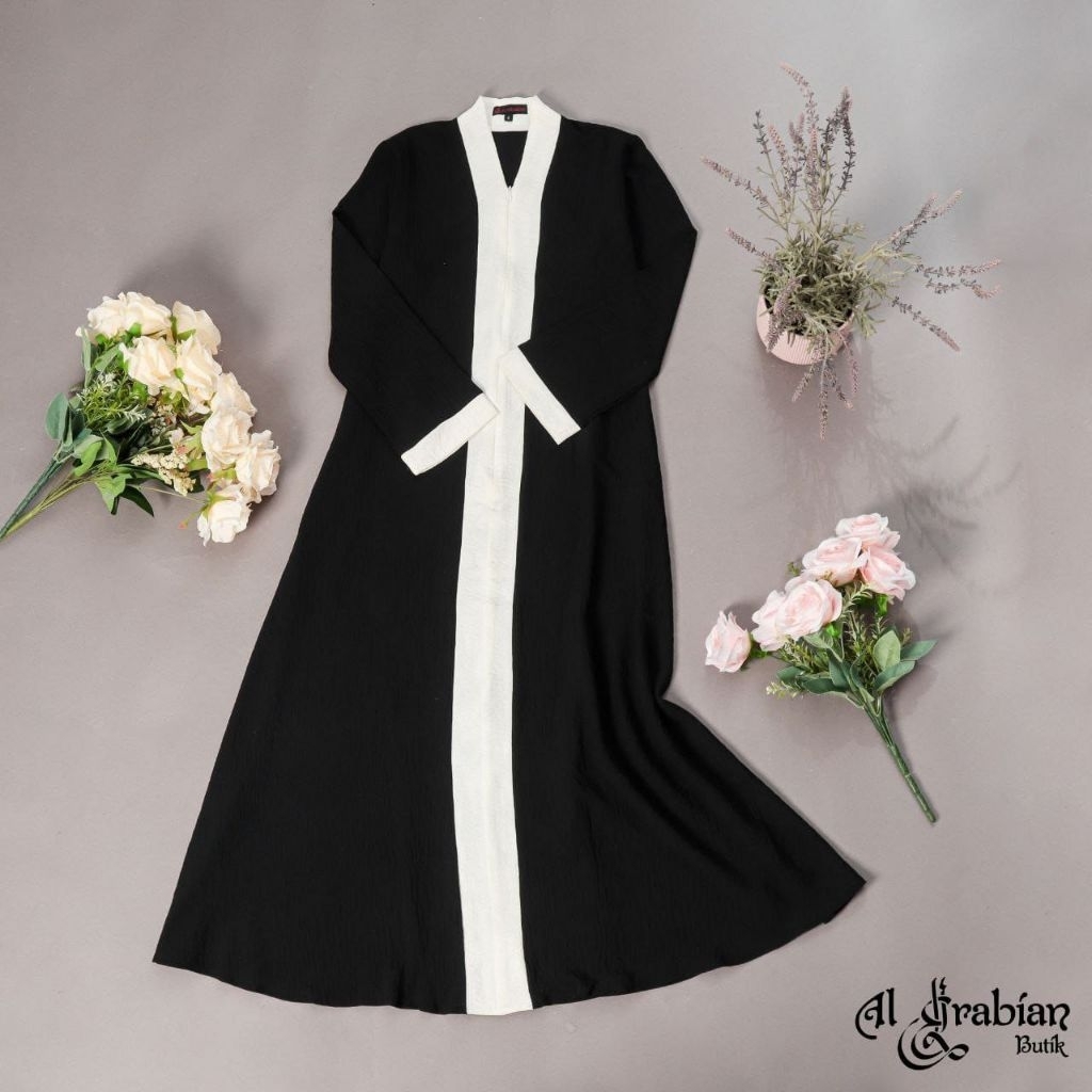 Abaya Black White ( AL ARABIAN BUTIK )