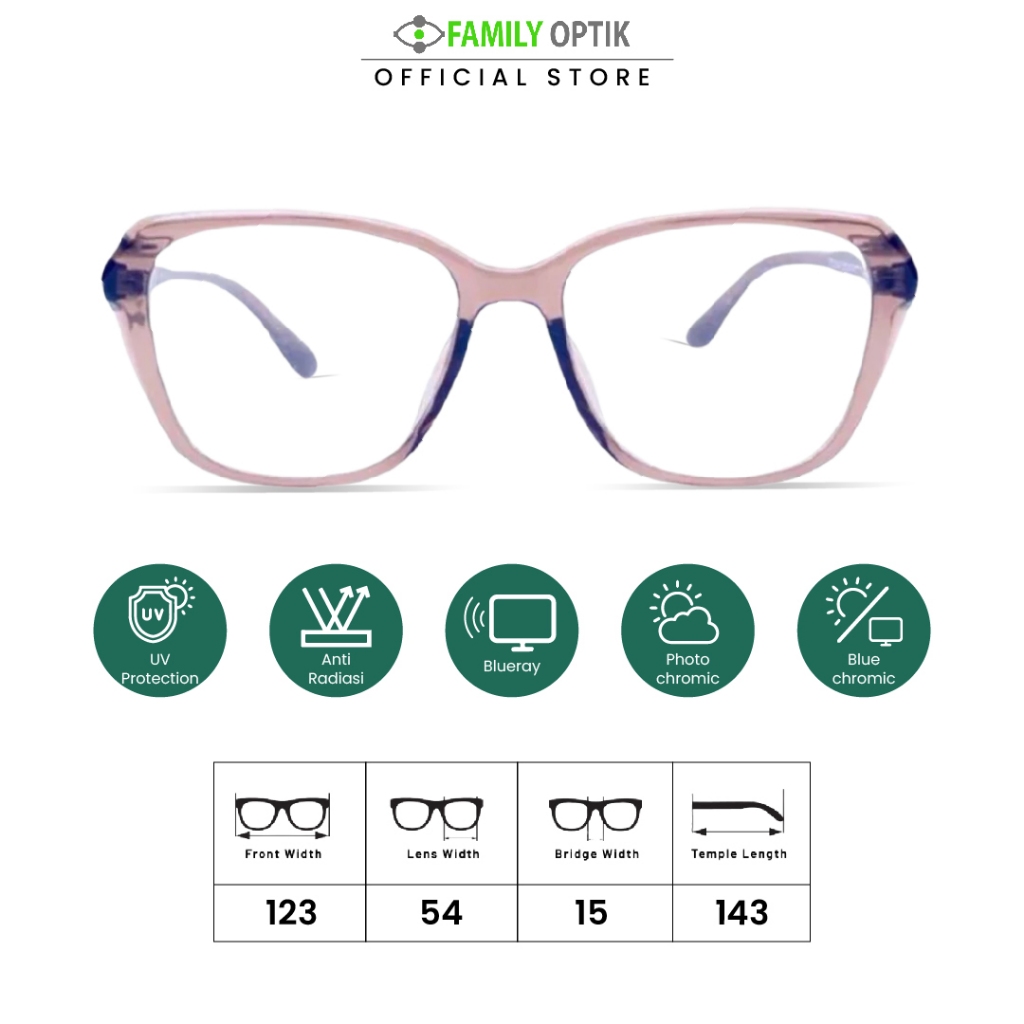 Family Optik - Kacamata Hashtag Blueray Photocromic Anti Radiasi 23049