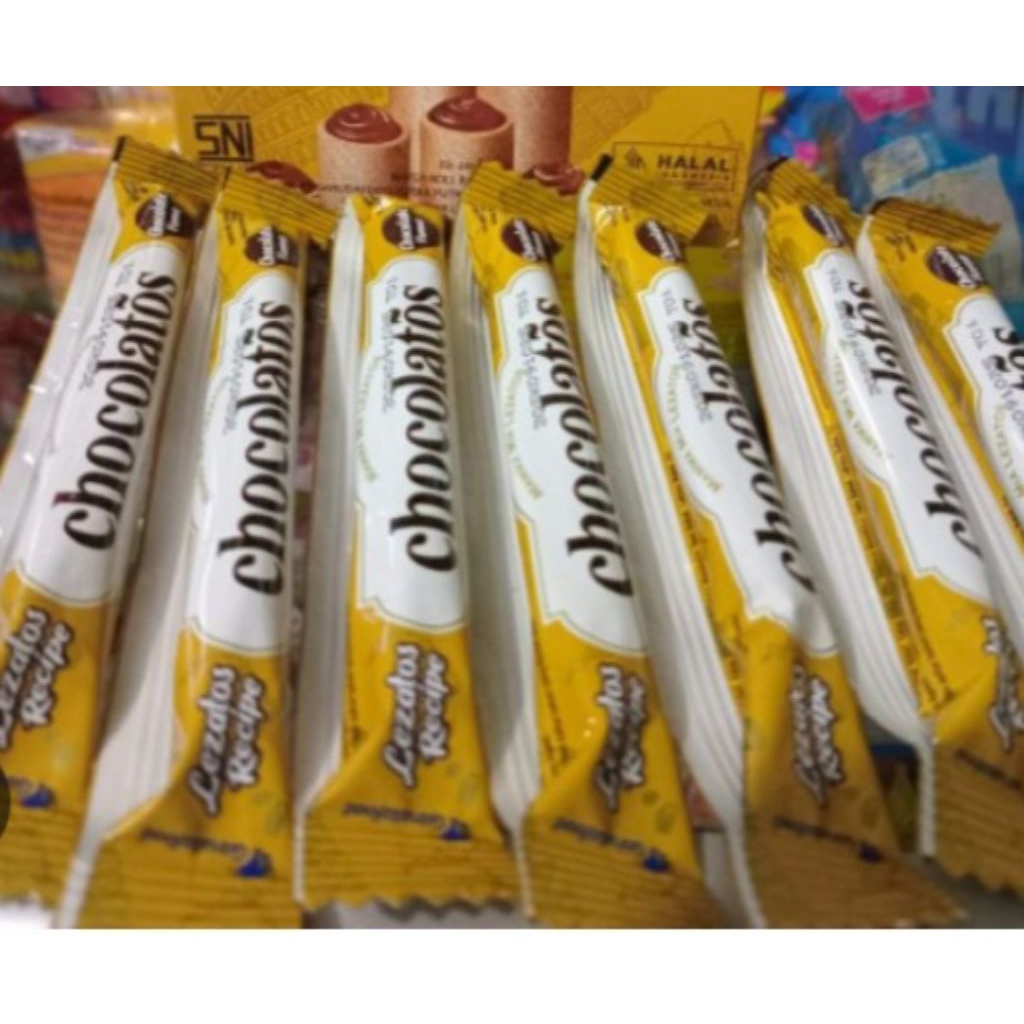 

chocolatos wafer roll 1 pcs ×8g/chocolatos 500/chocolatos isi 1 cemilan anak renyah dus coklat roll/chocolatos wafer stik isi 1 pcs isi coklat padat