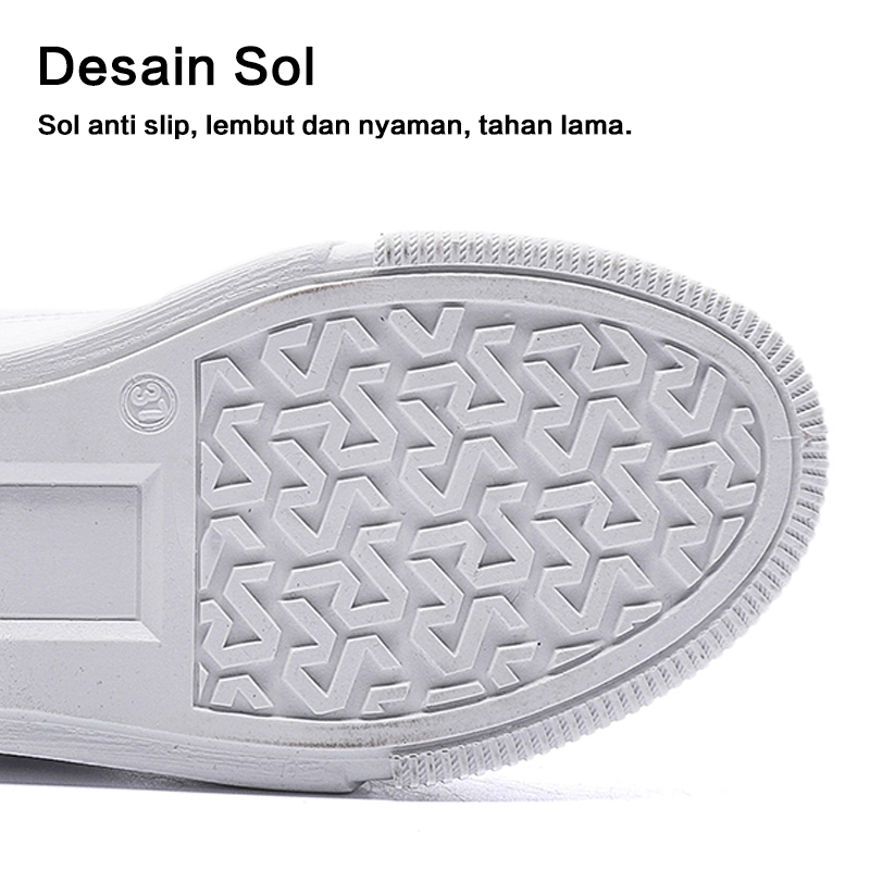 PRODUK VIRAL Beeyoo Sepatu Wanita Tanpa Tali Sneakers Wanita Fashion Sport Shoes Kets Putih Polos