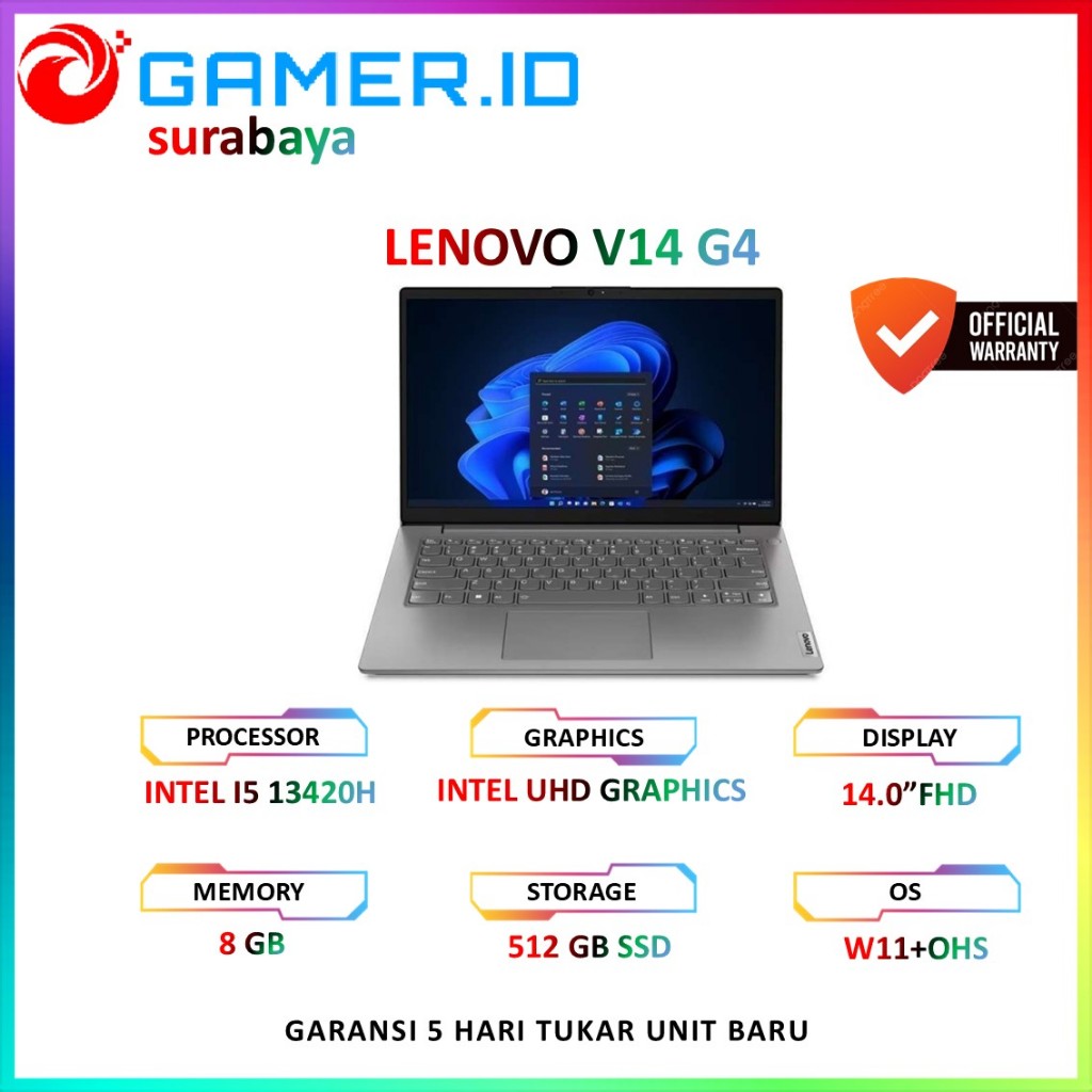 LAPTOP LENOVO V14 G5 I5 13420H 8/16GB 512GB 14.0 FHD IPS