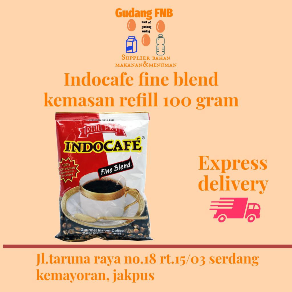 

Indocafe Fine Blend kemasan refill 100 gram 100% kopi pilihan