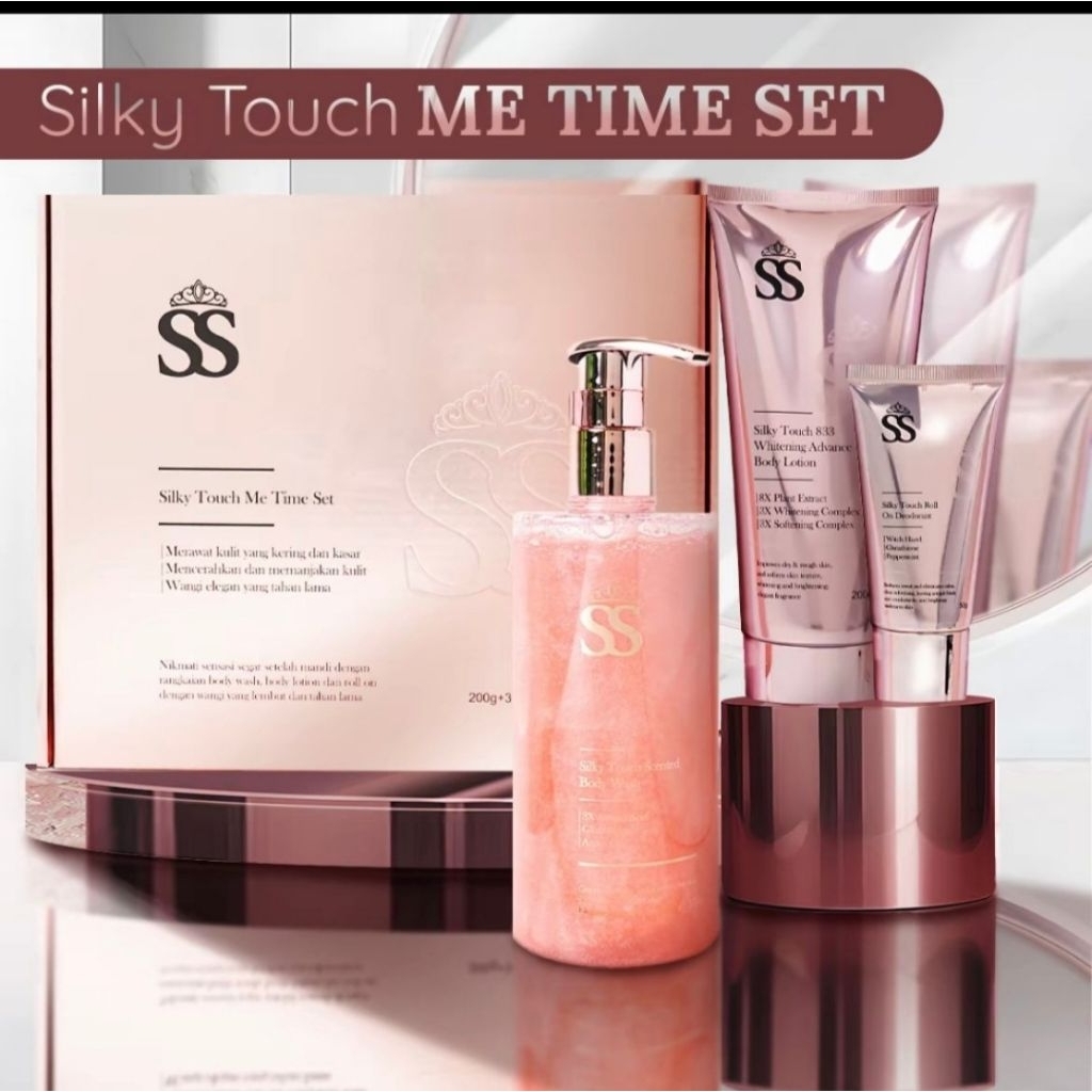 SS SKIN Paket Pink Silky Touch Me Time Set + 1 Hair Removal | Sabun Mandi | Body Wash | Sabun Cair |
