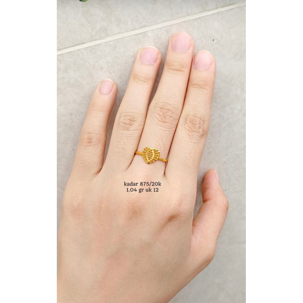 cincin model dobel love silang emas asli kadar 875