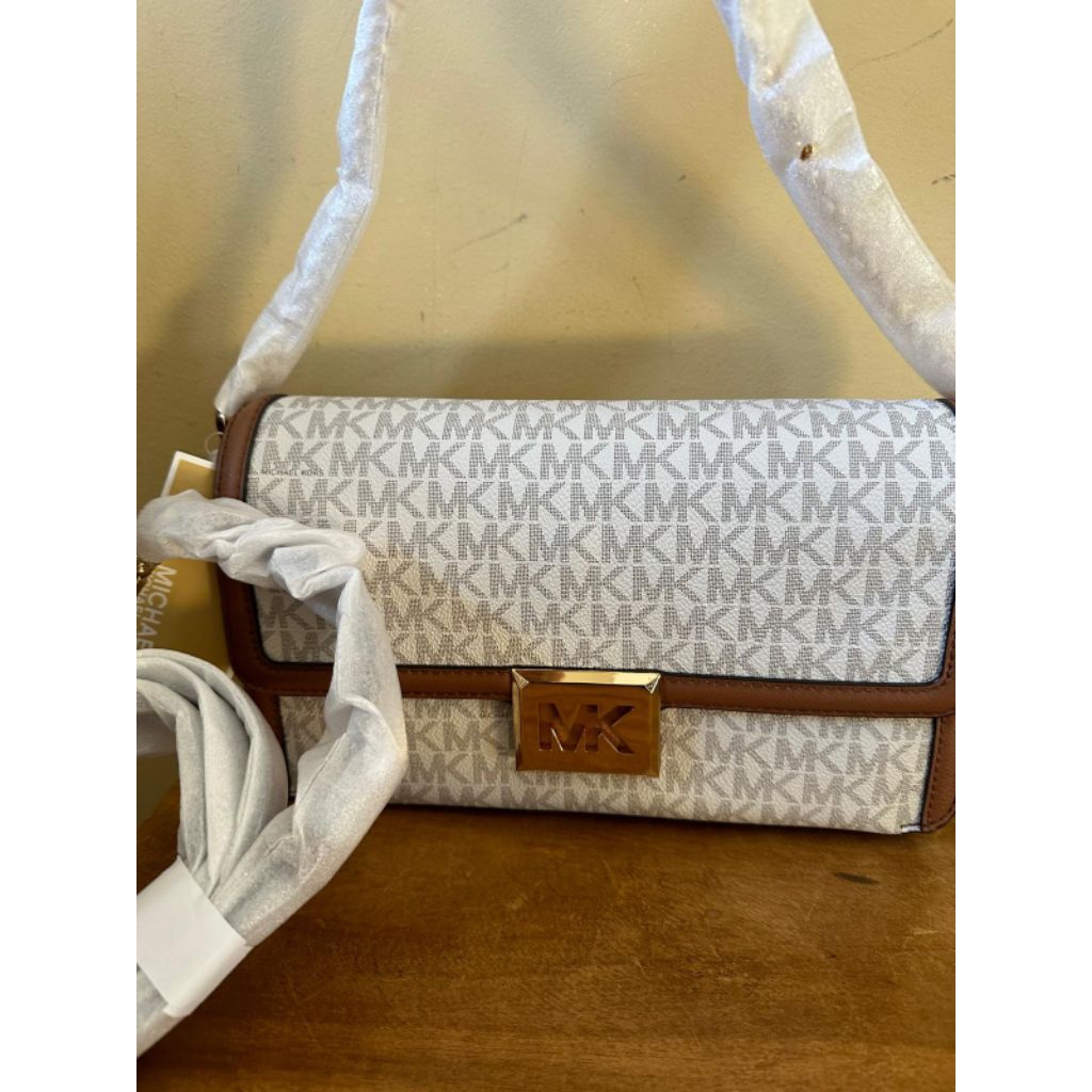 mk Sonia Medium Logo Convertible Shoulder Bag Vanilla n