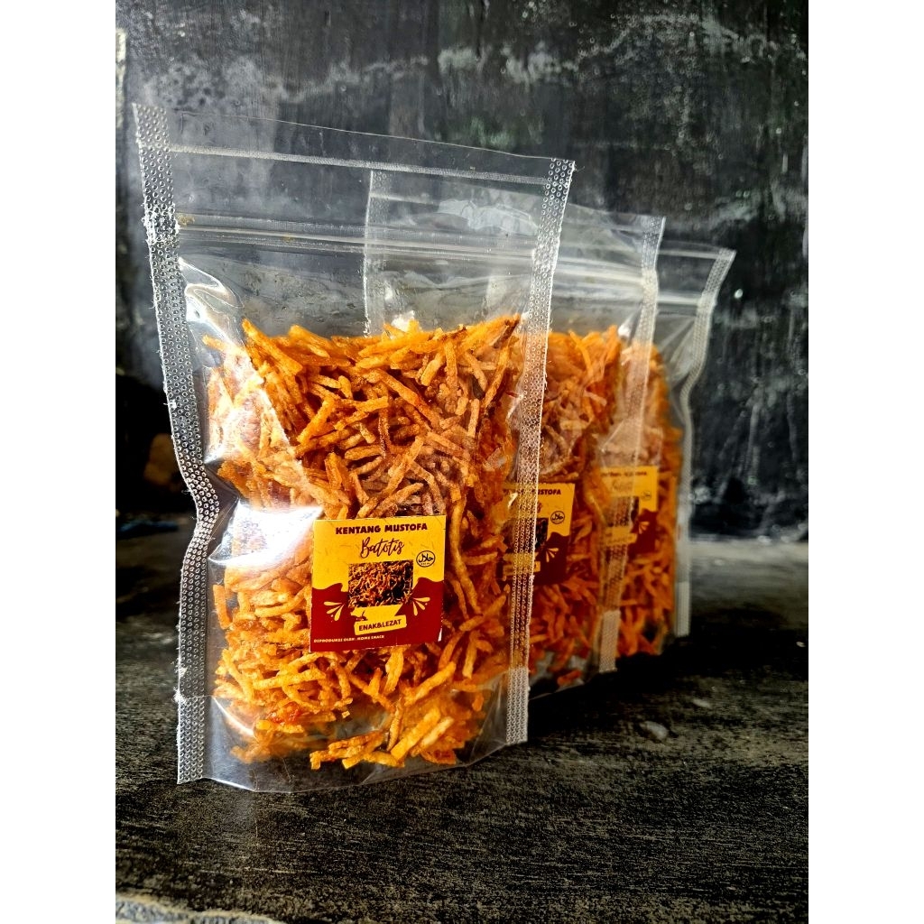 

kentang mustofa 100gram rasa gurih pedas manis daun jeruk