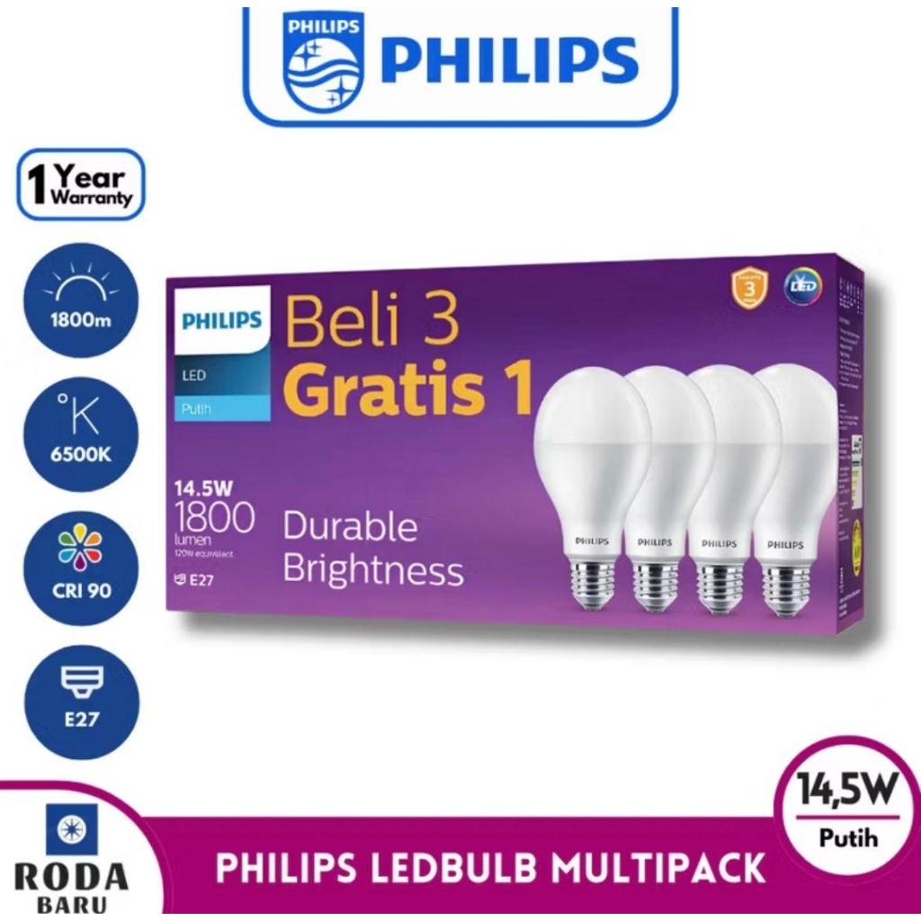 LED Paket Philips 14.5W Beli 3 Gratis 1 - LED Multipack Philips 14.5 Watt