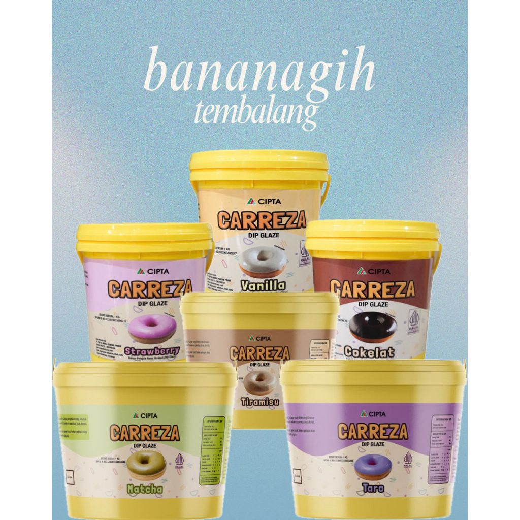 

dip glaze careza toping donat, berat isi 1kg rasa coklat tiramisu taro vanila matcha strawberry