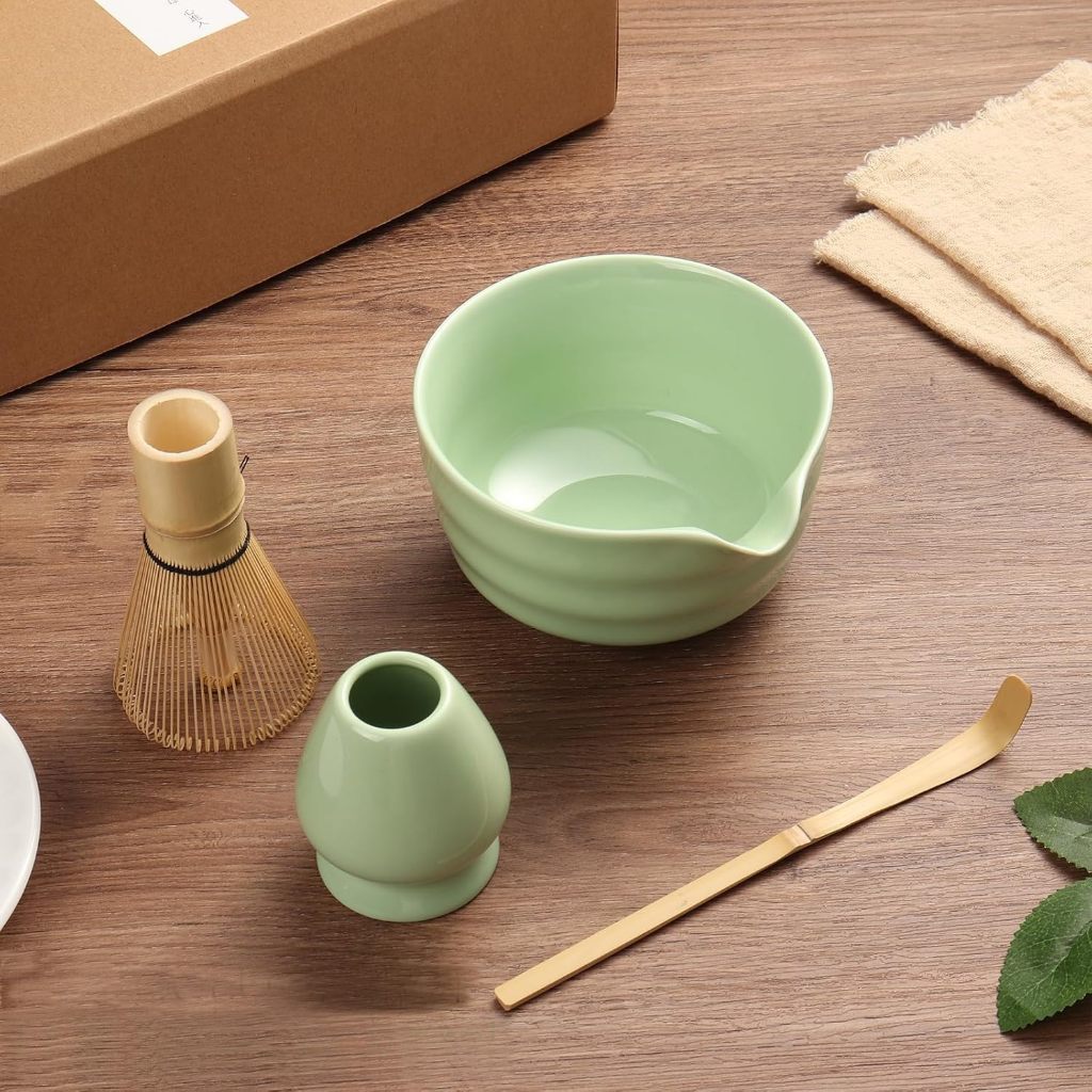 Japan Matcha Tea Set Bamboo Matcha Whisk Bowl Holder Jepang Ceramic Tea Gift Set