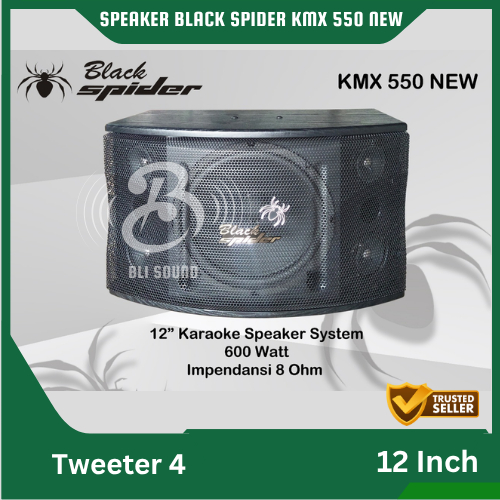 SPEAKER PASIF KARAOKE 12 INCH TWEETER 4 BLACK SPIDER KMX 550 HARGA 1 UNIT NEW BLACK SPIDER KMX550 OR