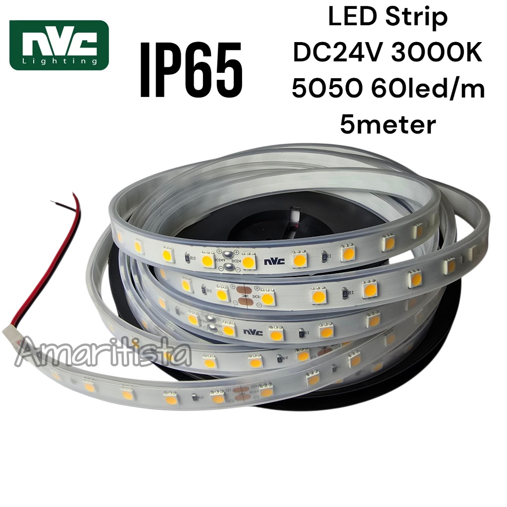 NVC Lampu LED Strip DC24V 5050 300led Warmwhite 3000K 5Meter IP65 Waterproof Outdoor