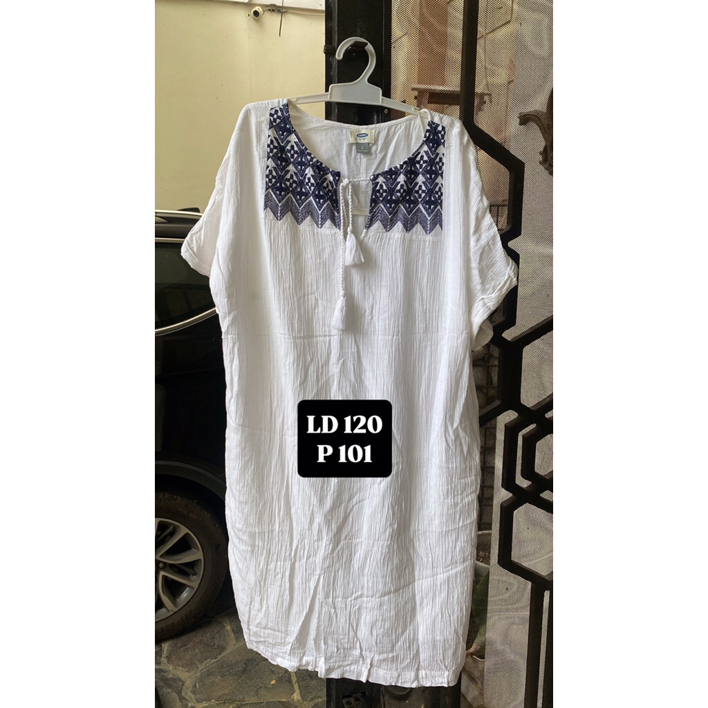 Bohemian bohemia boho dress baju warna putih white old navy