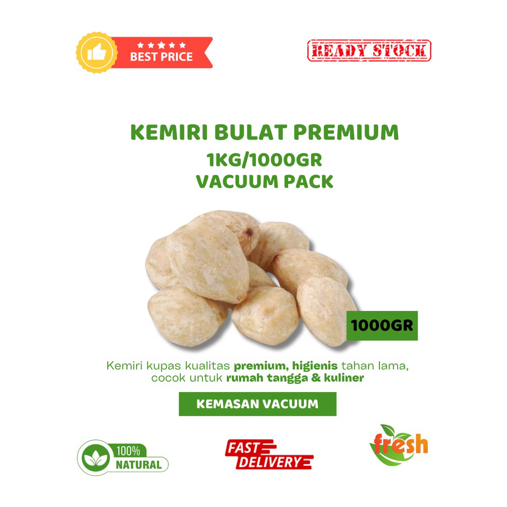 

Kemiri Kupas Bulat NTT 1000gr | Kering, Vacuum, Siap Masak – Fresh & Higienis