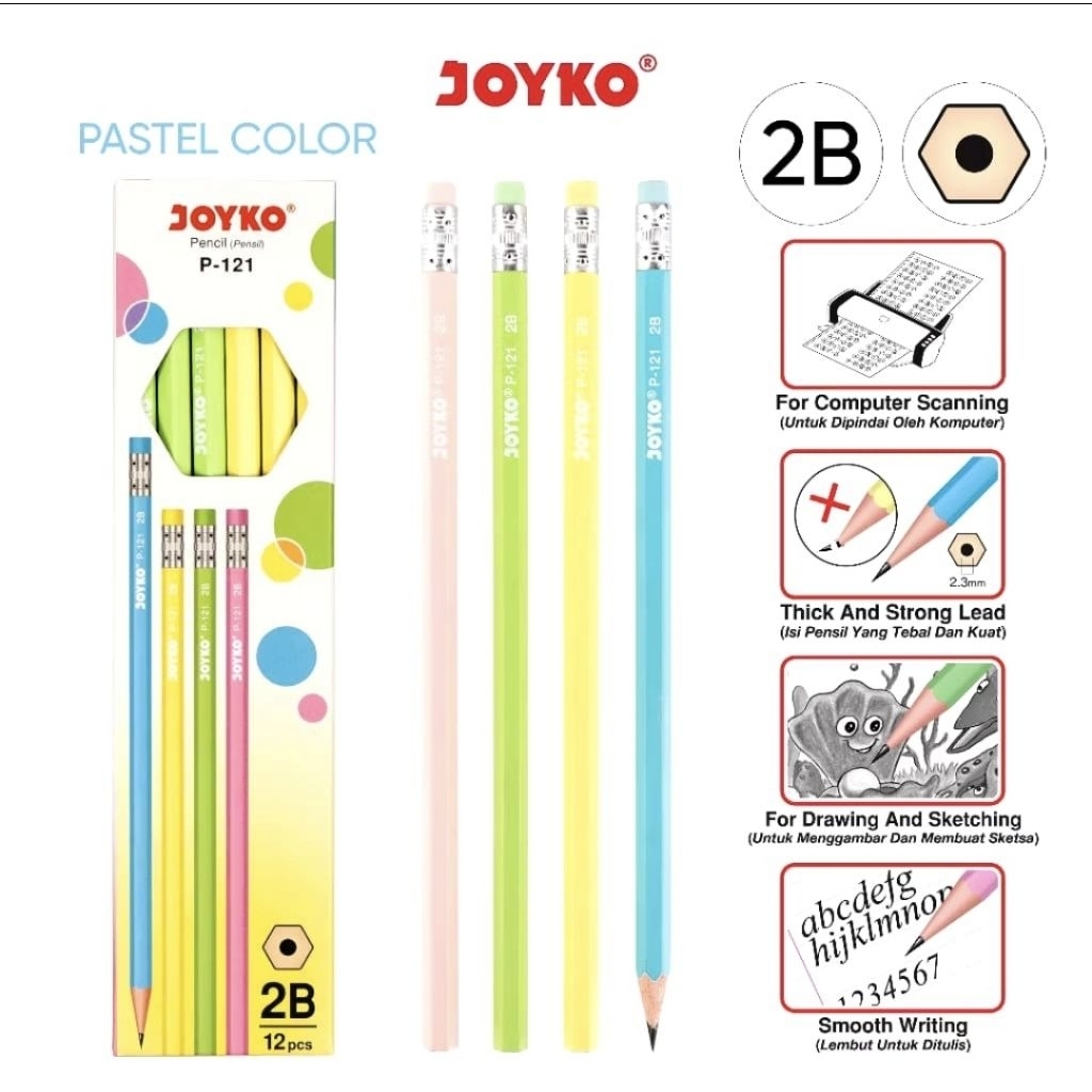 

Joyko Pensil 2B 1 Box Isi 12 Pensil