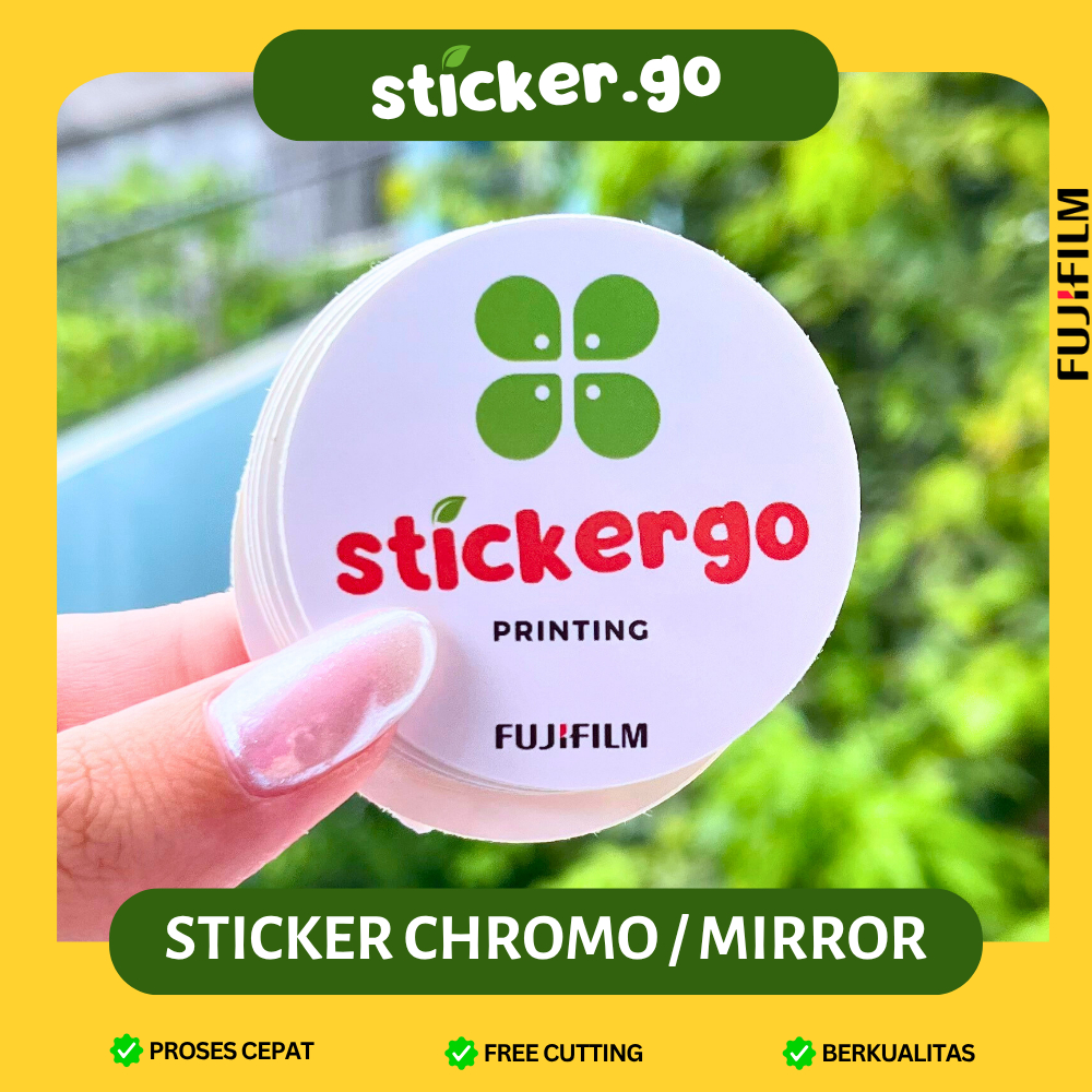 

[STIKER MIRROR BULAT] CETAK STIKER CHROMO LABEL MAKANAN MINUMAN KEMASAN TOPLES BOTOL OLSHOP FREE CUT