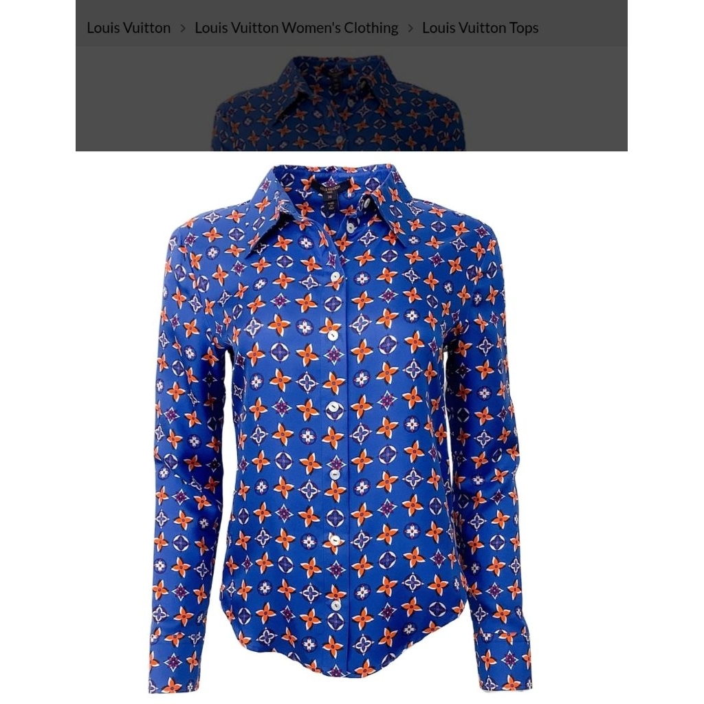 Kemeja satin Silk Lv look a like preloved like new