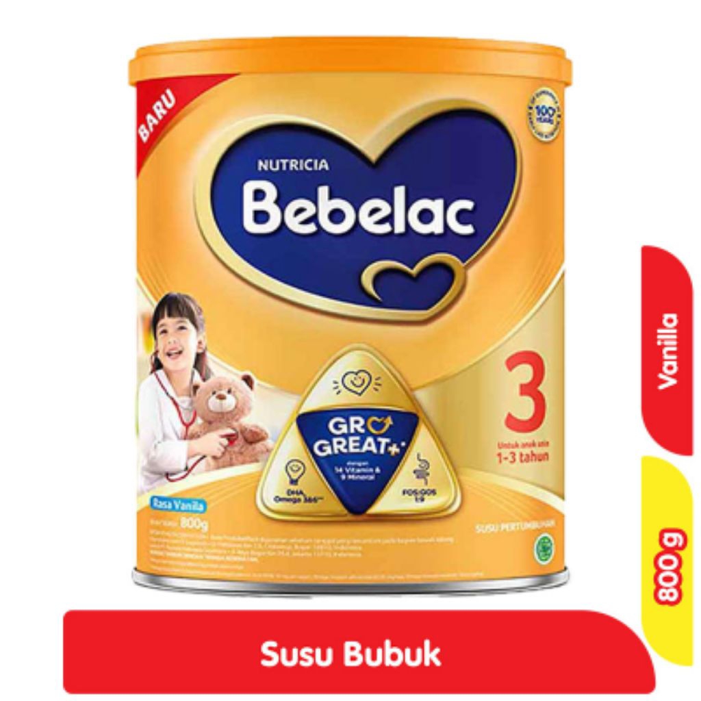

Bebelac 3 GroGreat+ Susu Bubuk Pertumbuhan Anak Vanila 800 g
