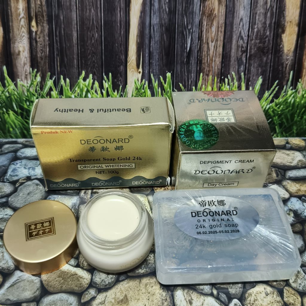 Paket Cream Deoonard Gold Siang + Sabun Gold Original