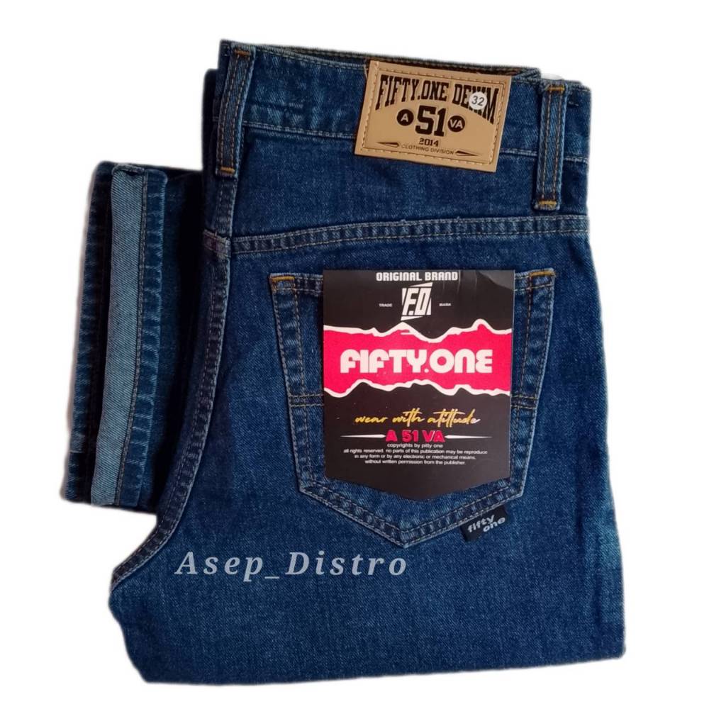 Celana Jeans Standar Reguler Fit Original Fifty One Denim Pria
