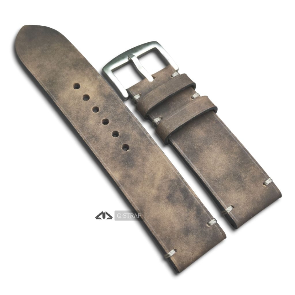 Tali jam tangan kulit asli Olive Vintage / strap jam tangan kulit / kulit asli / tali jam kulit asli