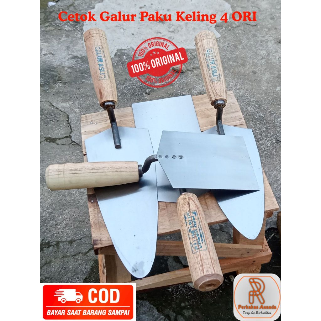 [PROMO Beli 2pcs BONUS Roskam PVC] Sendok Semen Cetok Tukang Bangunan Cetok Galur Paku Keling 4 Orig