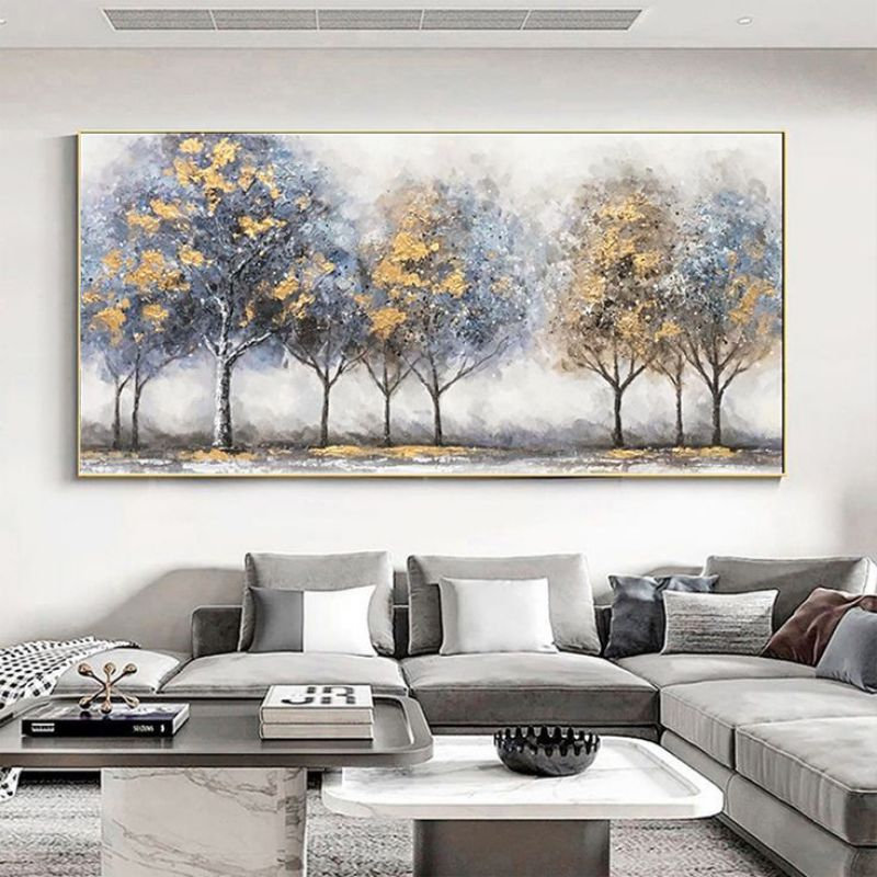 WRM_Pajangan Dinding Aesthetic, Lukisan Pohon Landscape,Hiasan Dinding,Dekorasi Rumah,Size 150×80 cm