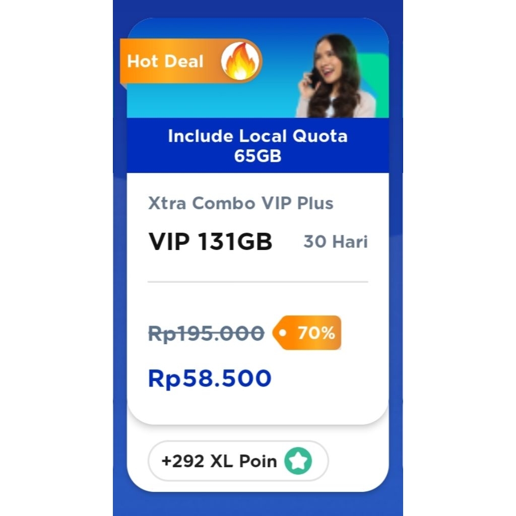 perdana xl xtra combo vip 131gb disc 70%