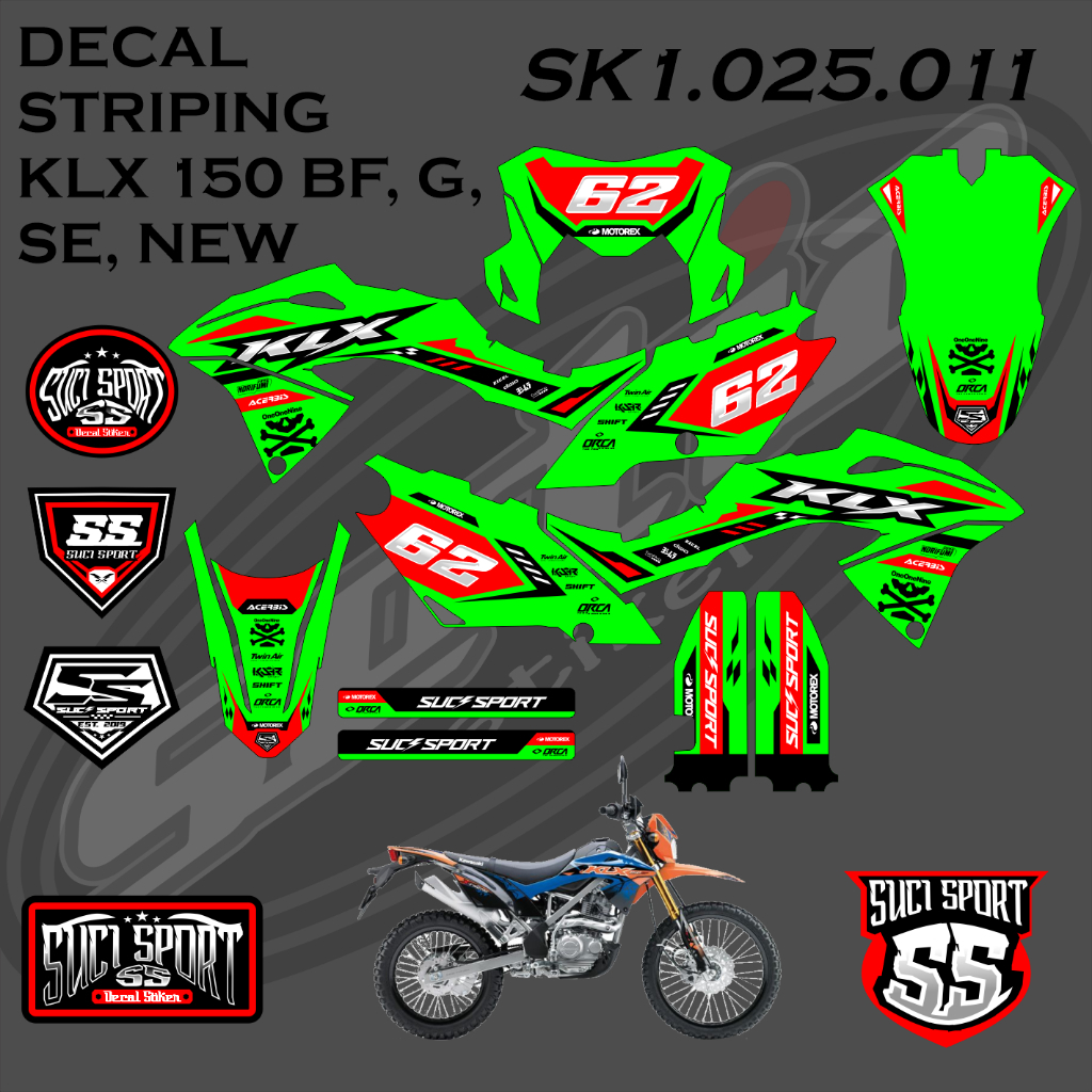 Stiker Decal Striping KLX 150 L, BF, G, SE, New, Kawasaki 2015-2022 (SK1.025.011)
