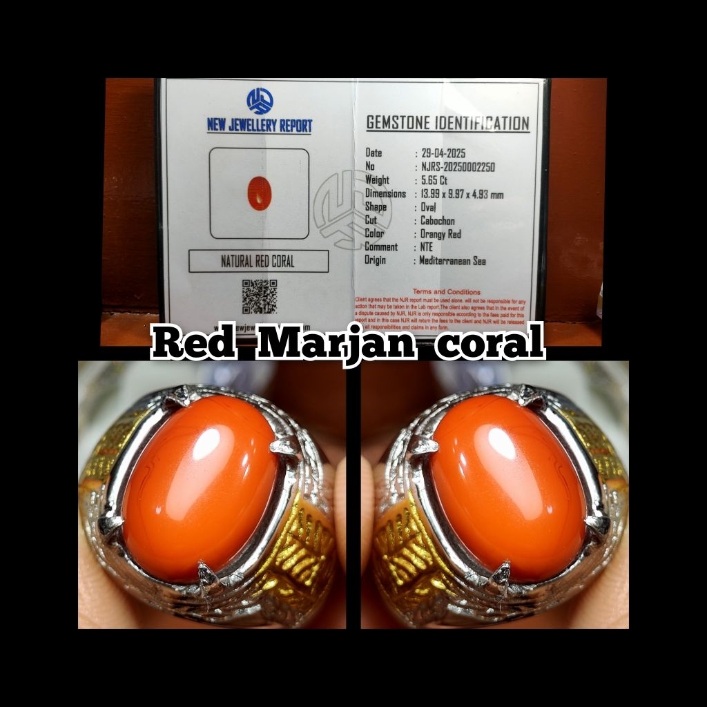 NATURAL BATU AKIK RED MARJAN CORAL HQ