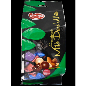 

Naraya Almond Assortment, Milk, Dark Chocolate 200 gram
