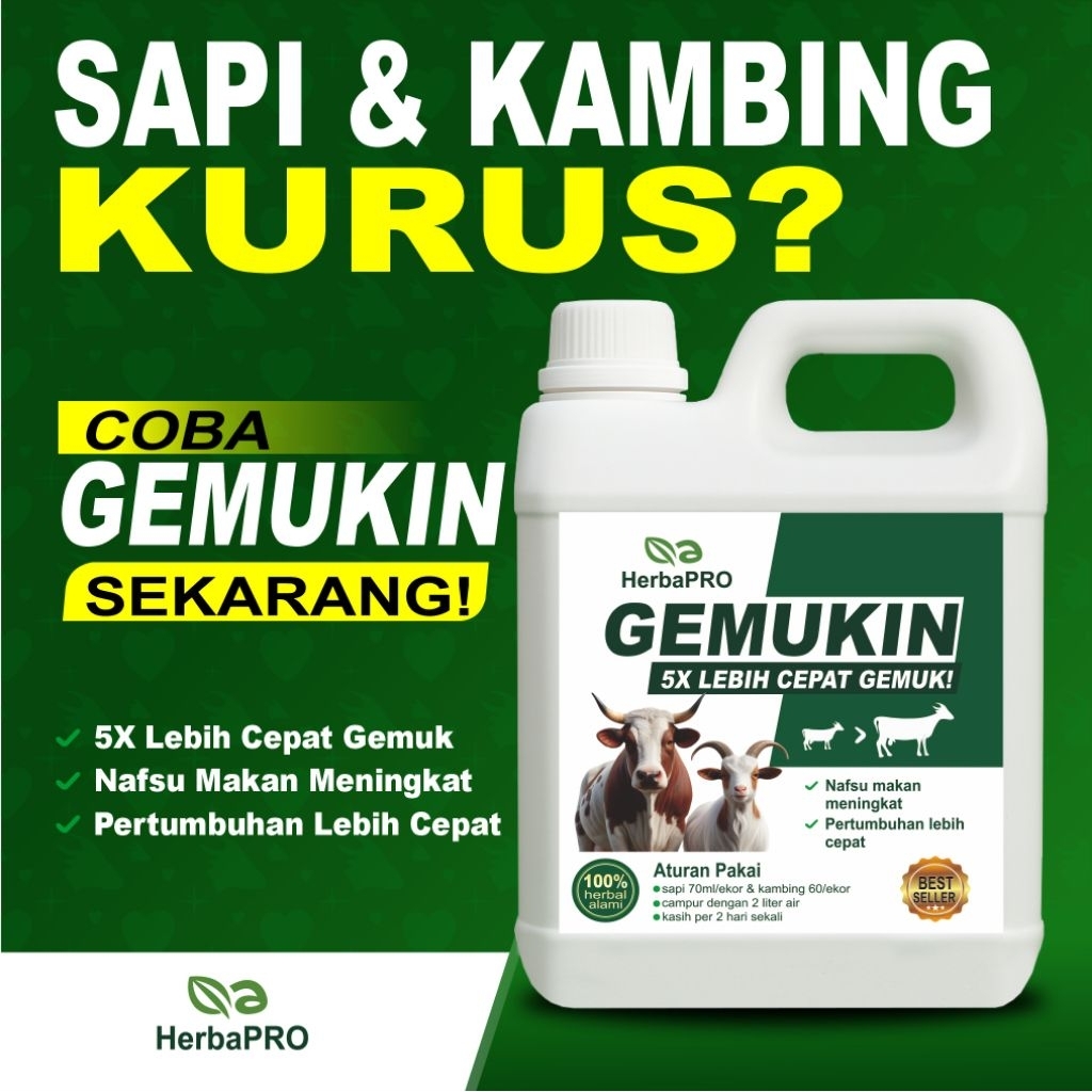 Livvicstore Herbapro Penggemuk Sapi & Kambing - Vitamin Penggemuk Herbal Alami, Nafsu Makan Naik,
