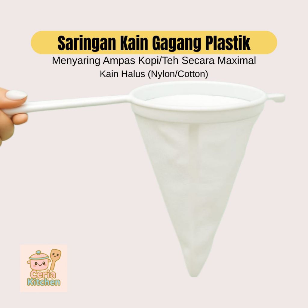 Saringan Kopi Kain Gagang Plastik Alat Saring Manual Kopi Saringan Plastik Teh Filter Kopi Kain Gaga