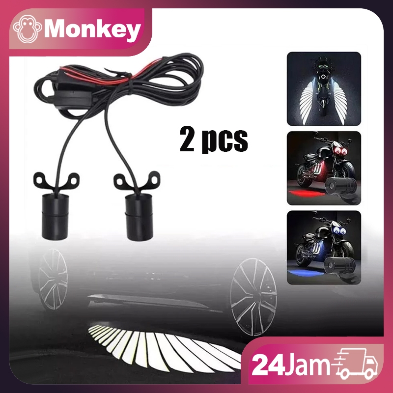 2PCS Lampu LED Interior Mobil Aksesoris Motosikal LED baru Malaikat Selamat datang Projeksi Chassis 